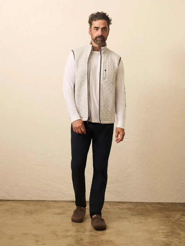 Faherty Epic Quilted Vest in Ivory Peak Heather