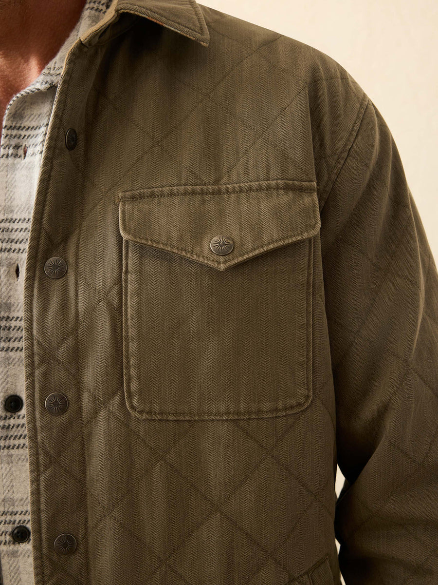 Faherty Doug Good Feather Reversible Bondi Jacket in Prairie Olive