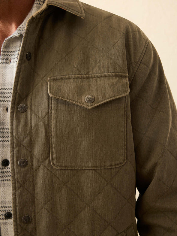 Faherty Doug Good Feather Reversible Bondi Jacket in Prairie Olive