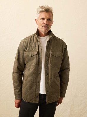 Faherty Doug Good Feather Reversible Bondi Jacket in Prairie Olive