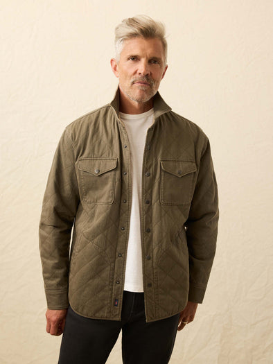 Faherty Doug Good Feather Reversible Bondi Jacket in Prairie Olive