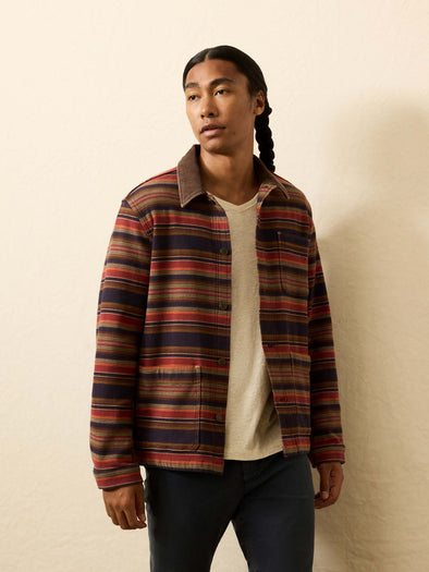 Faherty High Ridge Twill Studio Jacket in Unisex Night Time Fire Stripe