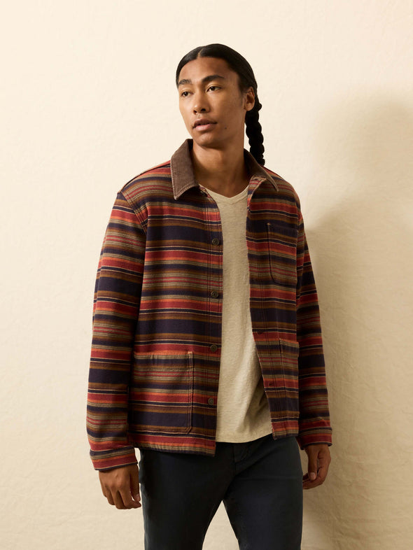 Faherty High Ridge Twill Studio Jacket in Unisex Night Time Fire Stripe