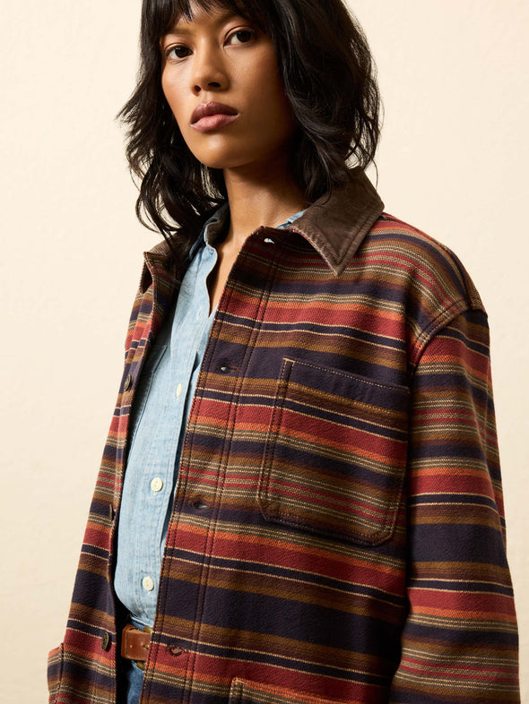 Faherty High Ridge Twill Studio Jacket in Unisex Night Time Fire Stripe
