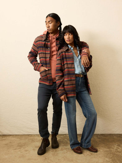 Faherty High Ridge Twill Studio Jacket in Unisex Night Time Fire Stripe