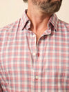 Faherty Movement LS Shirt in Red Charcoal Plaid