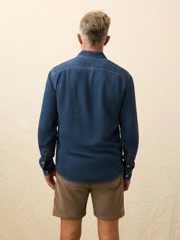 Faherty Tried & True Chambray Workshirt in Night Lagoon Wash