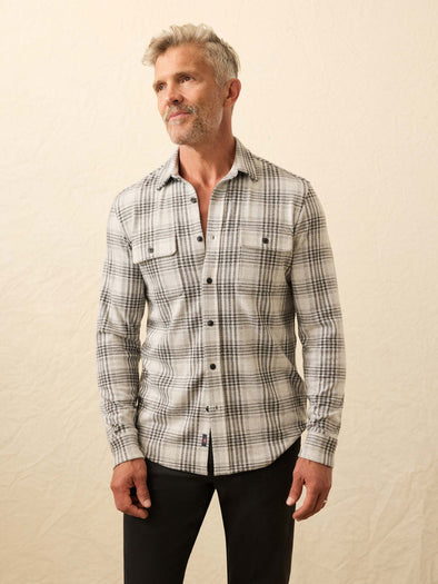 Faherty Legend Sweater Shirt in Charcoal Cream Plaid