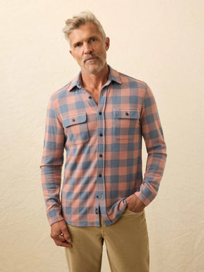 Faherty Legend Sweater Shirt in Clay River Buffalo