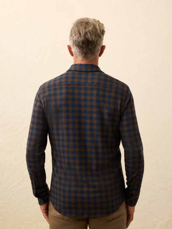 Faherty Legend Sweater Shirt in Navy Woodland Check