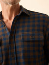 Faherty Legend Sweater Shirt in Navy Woodland Check
