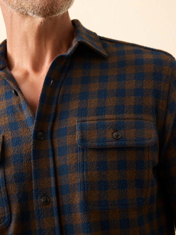 Faherty Legend Sweater Shirt in Navy Woodland Check