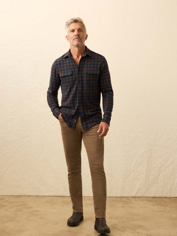 Faherty Legend Sweater Shirt in Navy Woodland Check