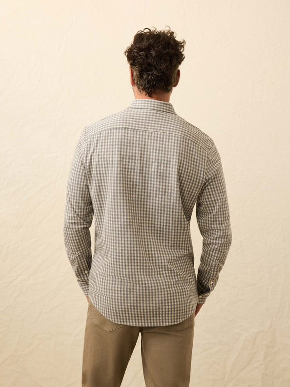Faherty Coastline Knit Shirt in Fox Grey Gingham