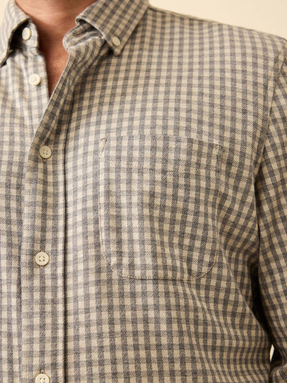 Faherty Coastline Knit Shirt in Fox Grey Gingham