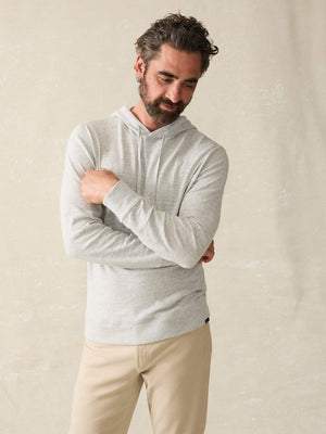 Faherty Slub Hoodie in Light Grey Heather