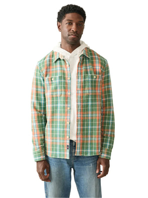 Faherty Surf Flannel Shirt in Forest Hollow Plaid