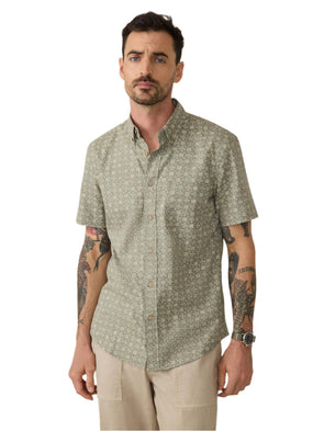 Faherty SS Breeze Shirt in Sundried Sage Emblem