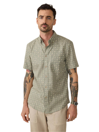 Faherty SS Breeze Shirt in Sundried Sage Emblem