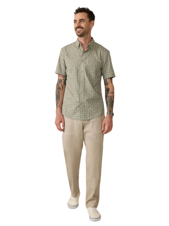 Faherty SS Breeze Shirt in Sundried Sage Emblem