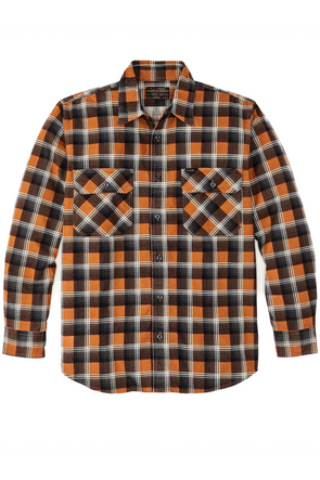 Filson Field Flannel Shirt in Amber Rust Grey Plaid