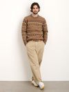 Alex Mill Fair Isle Crewneck Sweater in Camel Combo