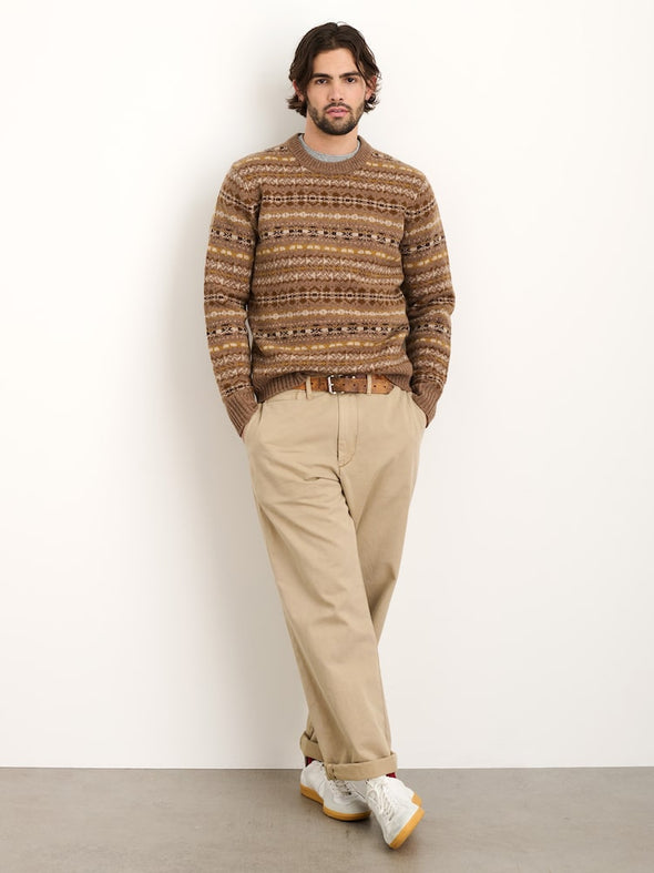 Alex Mill Fair Isle Crewneck Sweater in Camel Combo