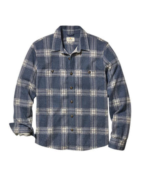 Marine Layer Pacifica Stretch Twill Shirt in Dark Blue Plaid