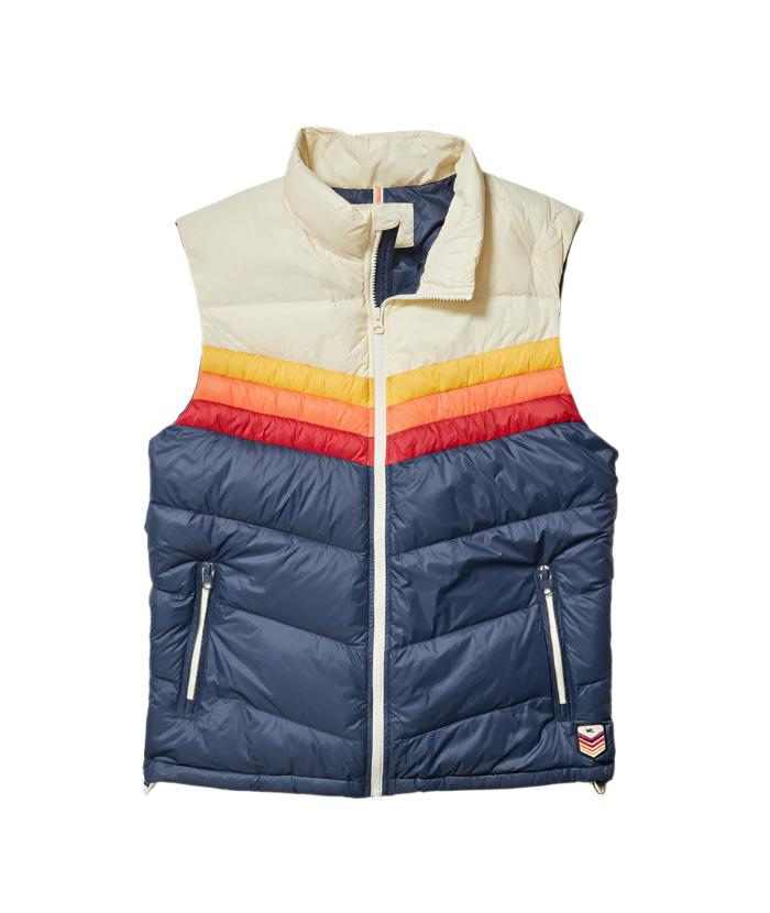 Marine Layer Archive Boreal Puffer Vest in Navy Sunset