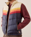 Marine Layer Archive Boreal Puffer Vest in Navy Sunset Colorblock