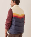 Marine Layer Archive Boreal Puffer Vest in Navy Sunset Colorblock