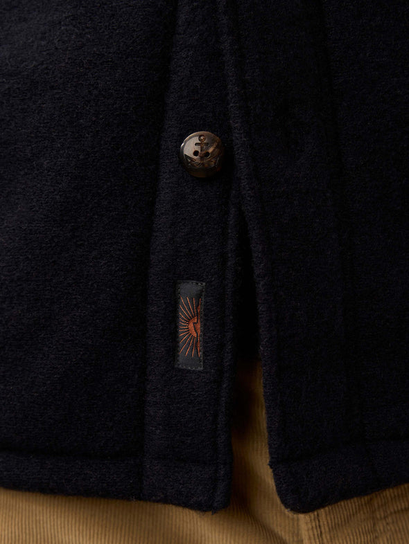 Faherty Range Fleece Lined CPO in Navy Shadow Twill