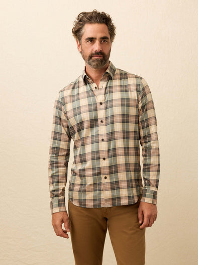 Faherty Soft Twill LS Movement Shirt  in Olive Sands Plaid