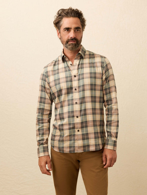 Faherty Soft Twill LS Movement Shirt  in Olive Sands Plaid
