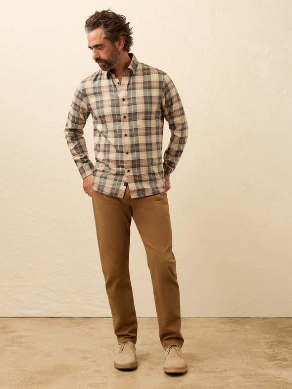 Faherty Soft Twill LS Movement Shirt  in Olive Sands Plaid