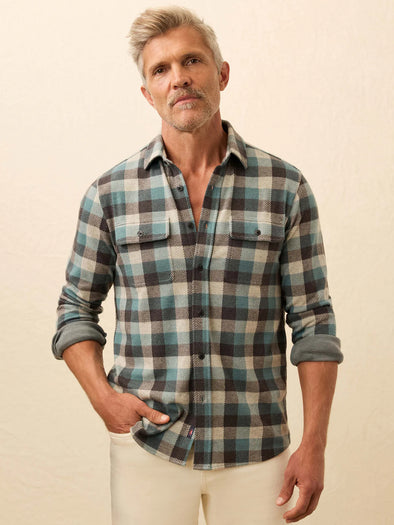 Faherty Legend Sweater Shirt in Atlantic Stone Buffalo