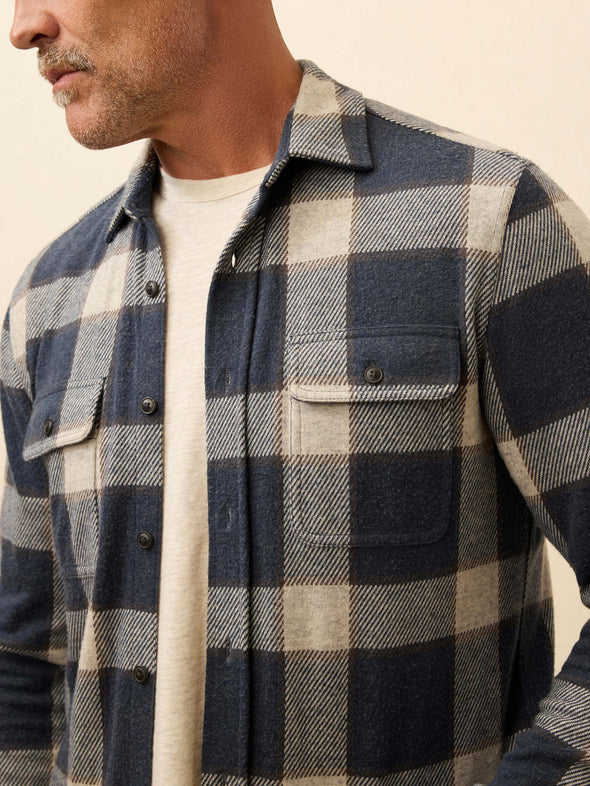 Faherty LS Legend Sweater Shirt in Navy Cloud Plaid