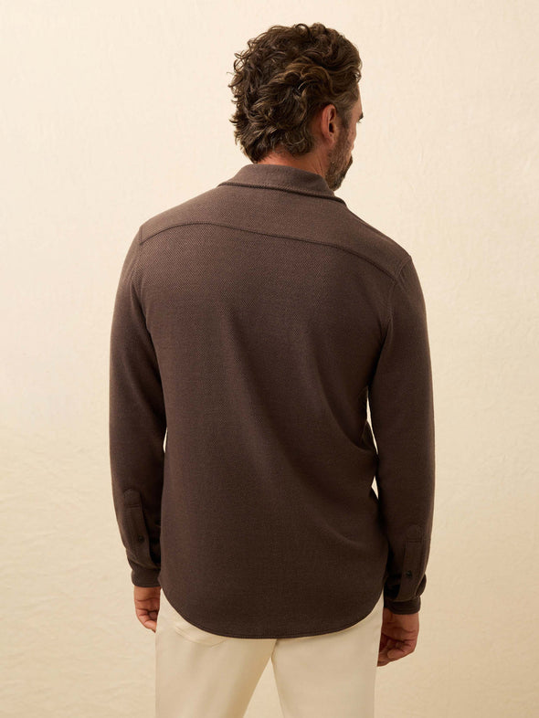 Faherty LS Legend Sweater Shirt in Valley Brown Twill