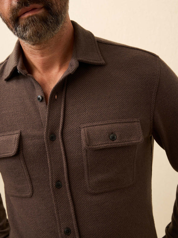 Faherty LS Legend Sweater Shirt in Valley Brown Twill
