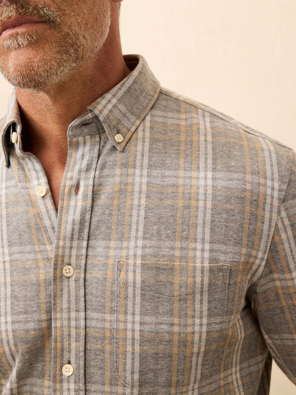 Faherty Coastline Knit Shirt in Dune Ash Plaid