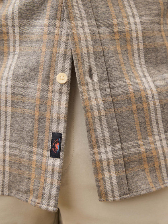 Faherty Coastline Knit Shirt in Dune Ash Plaid