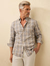 Faherty Coastline Knit Shirt in Dune Ash Plaid