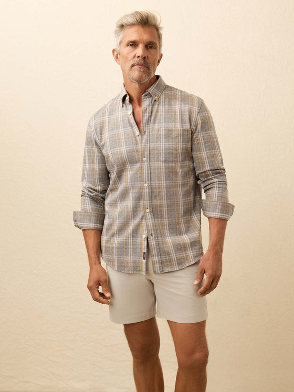 Faherty Coastline Knit Shirt in Dune Ash Plaid