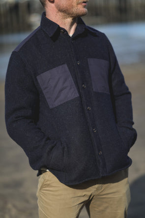 Peregrine Wool Barn Shirt Jacket in Navy