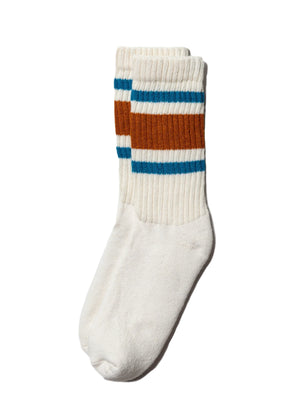 American Trench Retro Stripe Sock in Texas Orange/Tile