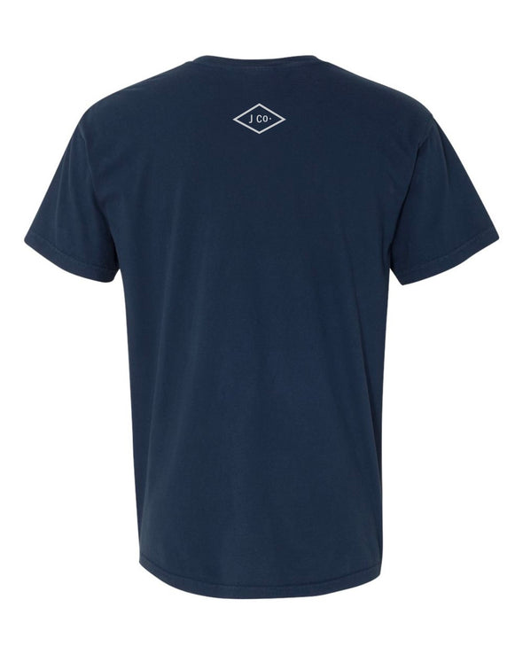 Journeyman Co. Block Print Tee in Navy