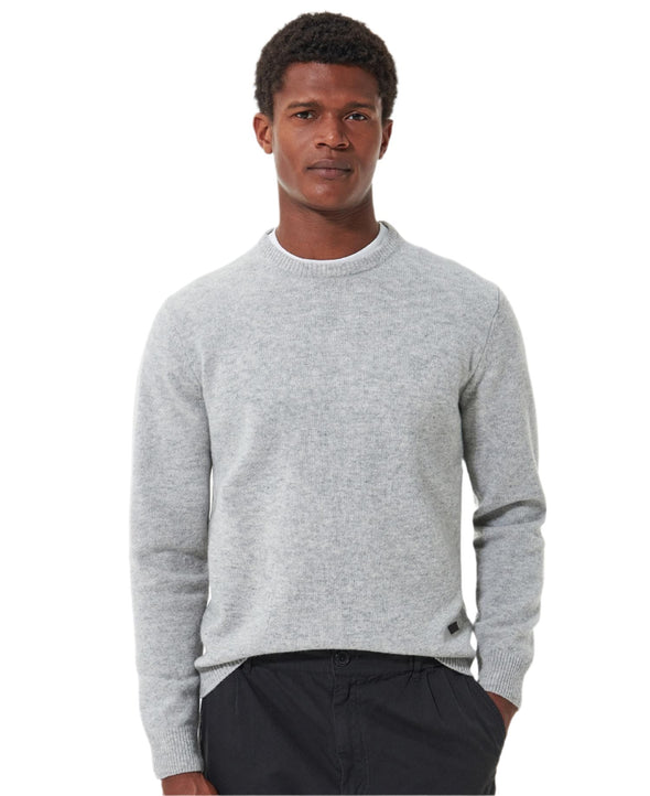 Barbour Essential Crew Sweater in Light Grey Marl