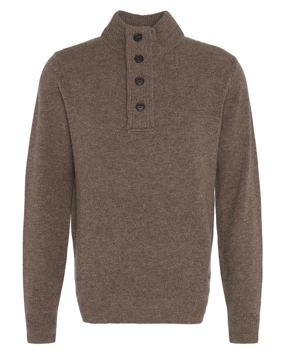 Barbour Essential Elbow Patch Sweater in Dark Stone