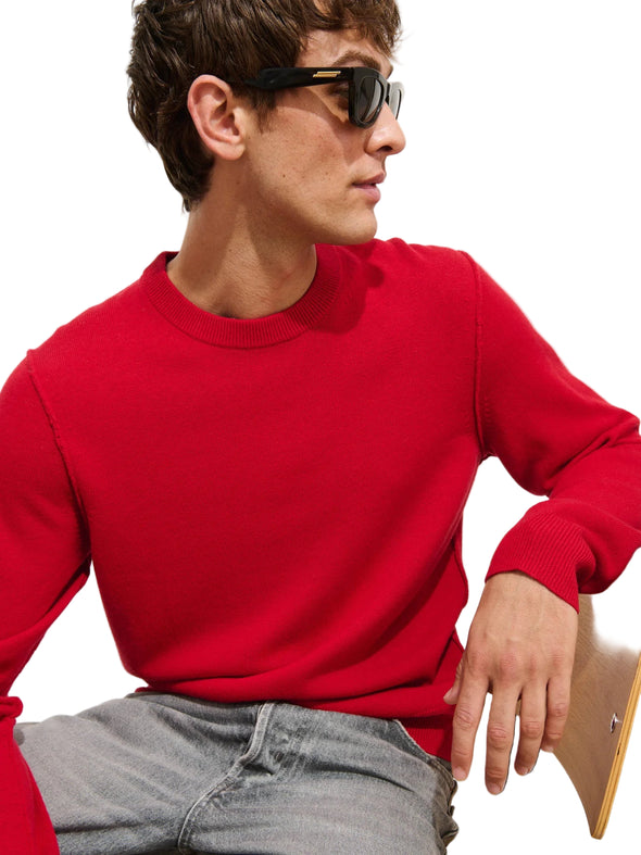 Alex Mill Reverse Seam Crew Sweater in Crimson