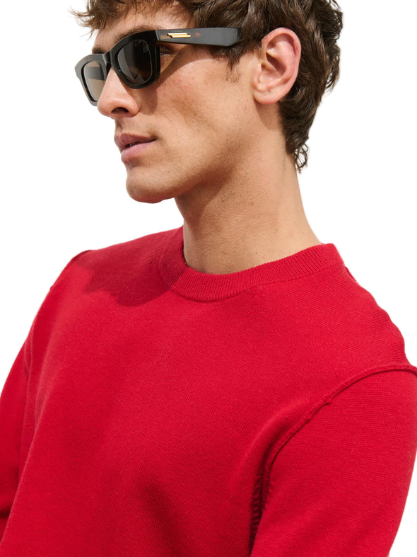Alex Mill Reverse Seam Crew Sweater in Crimson